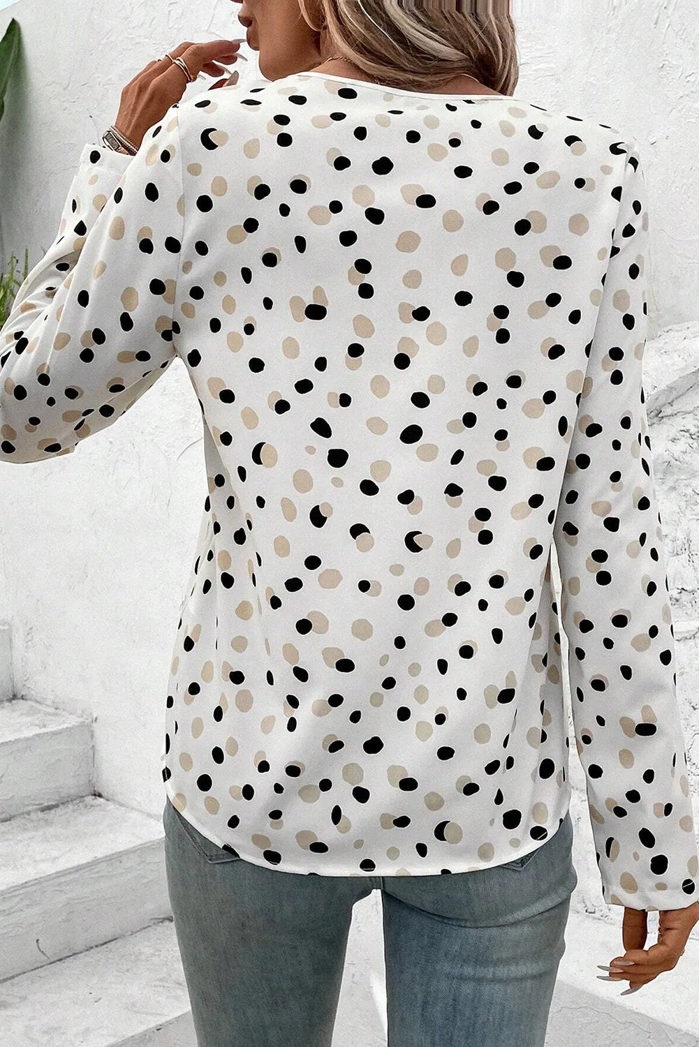 Black and Beige Spots Print Blouse