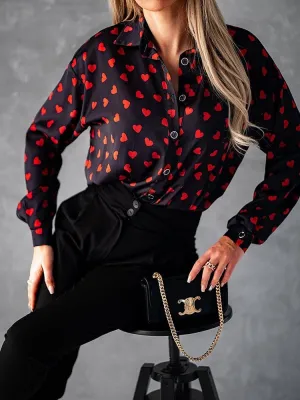 Black and Beige Spots Print Blouse