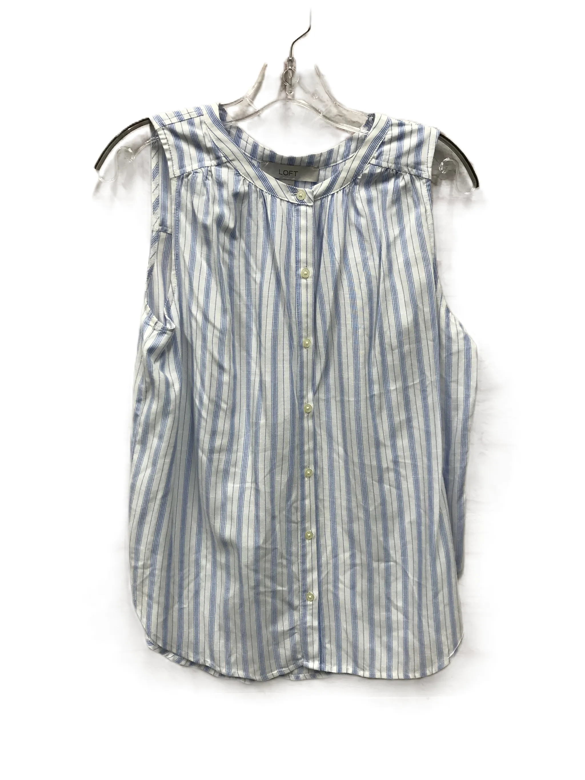 Blue & White Top Sleeveless By Loft, Size: S