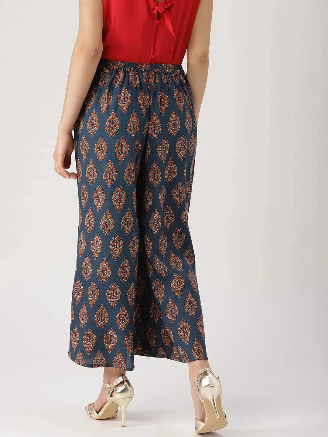 Blue Printed Cotton Palazzos