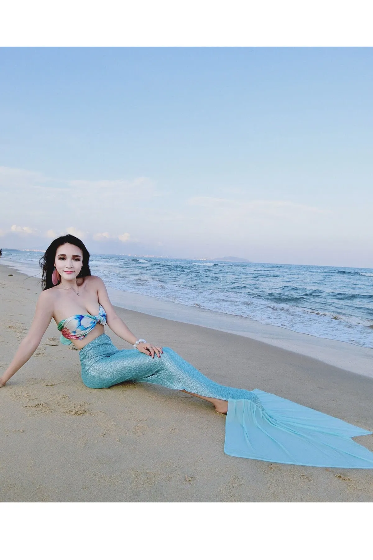 Bohemian Beach Mermaid Slim Irregular Pure Color Long Skirt