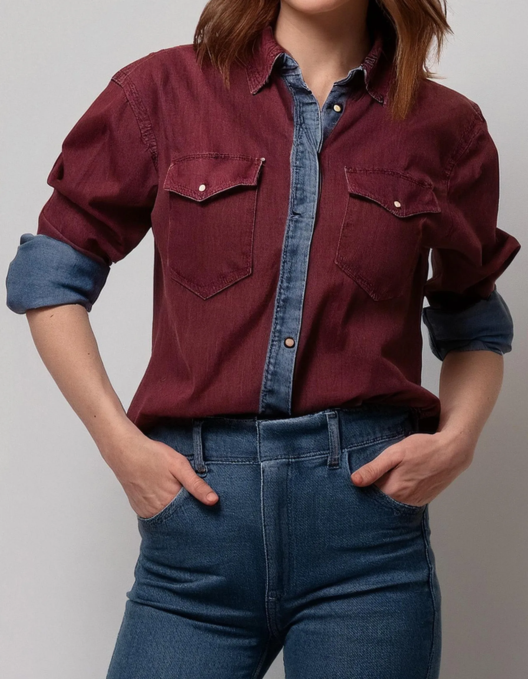 Burgundy Denim Shirt