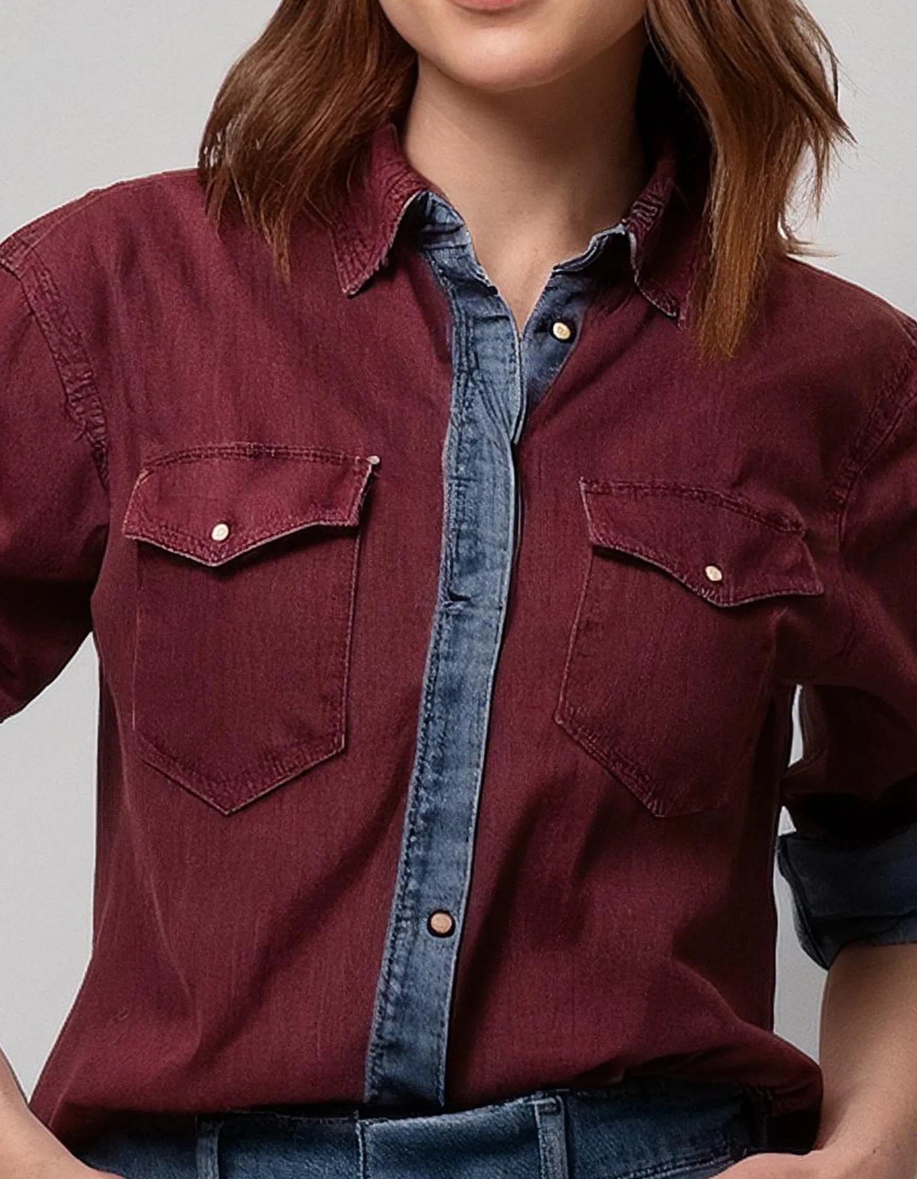 Burgundy Denim Shirt