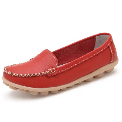 Candy Color Leather Pure Color Soft Sole Casual Flats