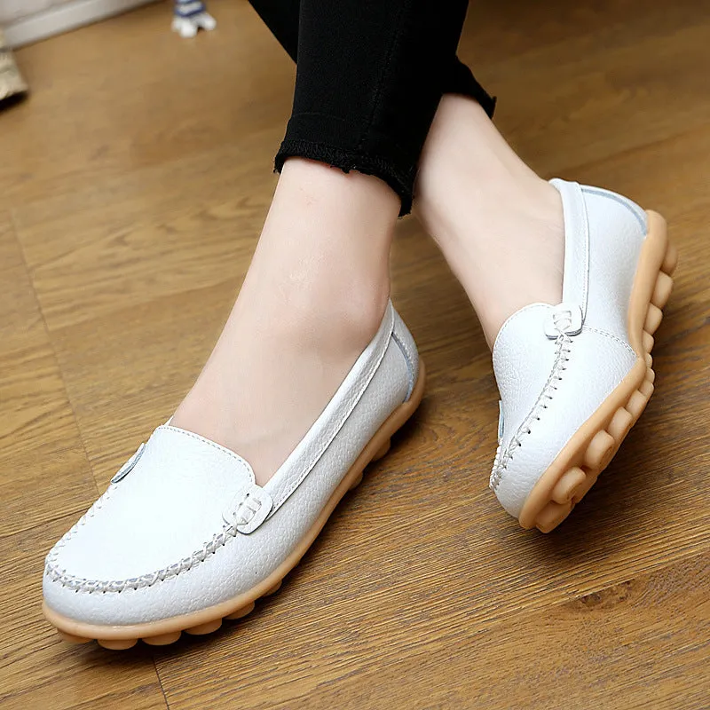 Candy Color Leather Pure Color Soft Sole Casual Flats