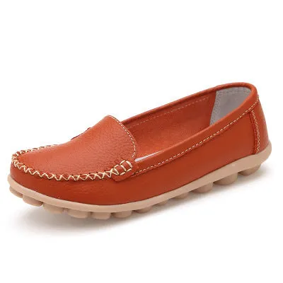 Candy Color Leather Pure Color Soft Sole Casual Flats