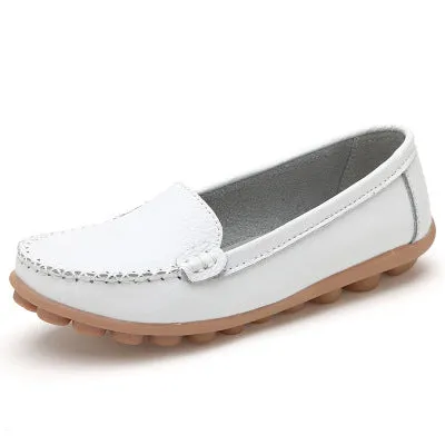 Candy Color Leather Pure Color Soft Sole Casual Flats