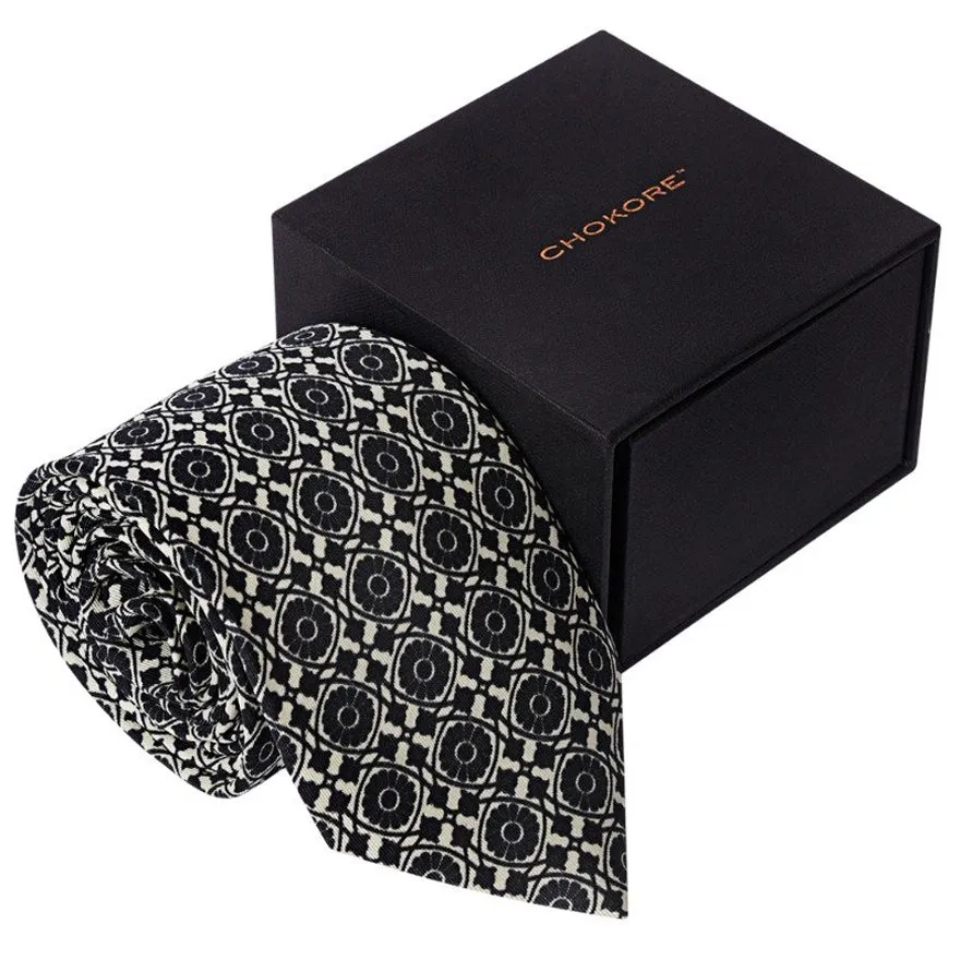 Chokore Black and White Silk Tie - Indian At Heart range