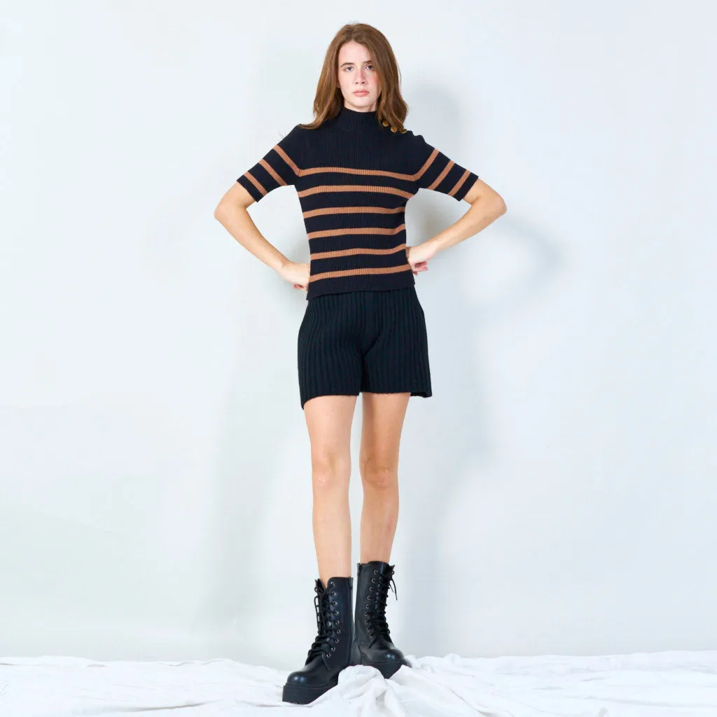 Classic ribbed short-sleeve sweater wholesale