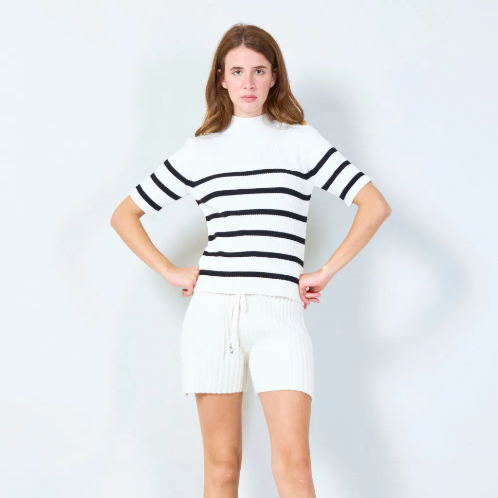 Classic ribbed short-sleeve sweater wholesale