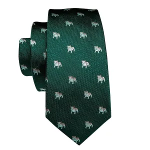 Classy Men Green Novelty Dog Silk Tie