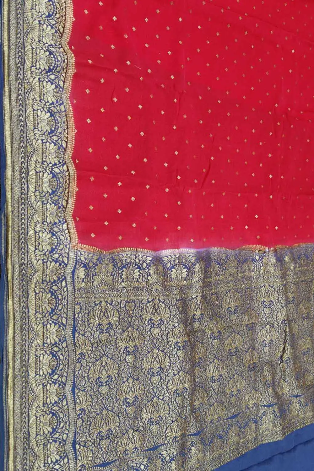 Elegant Red Banarasi Crepe Silk Saree