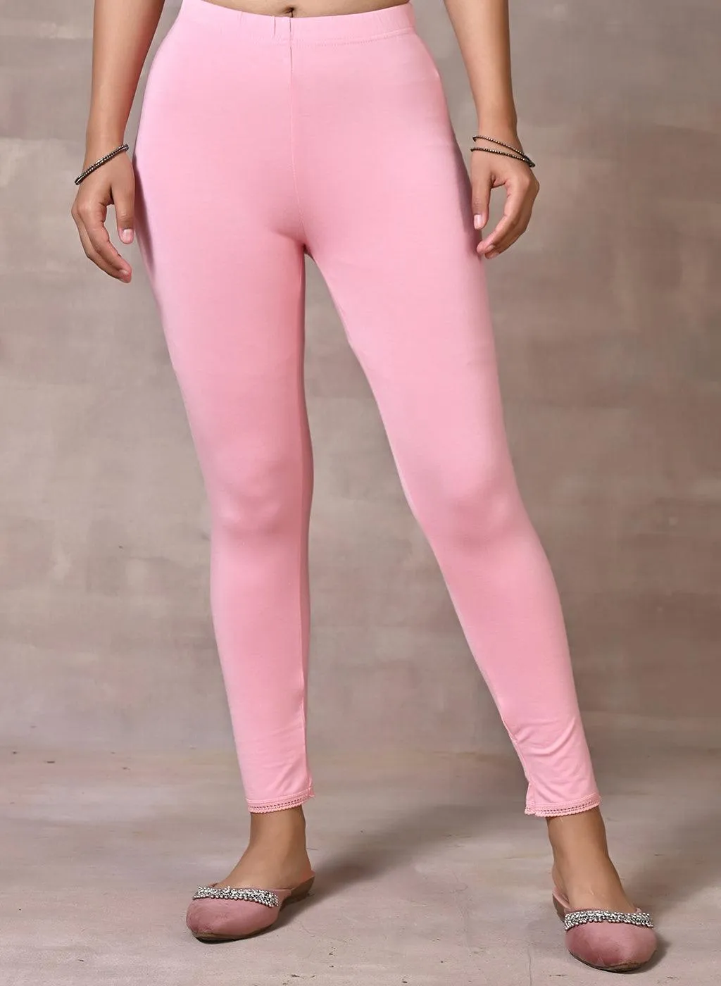 Farah Pink Viscose Lycra Leggings for Women