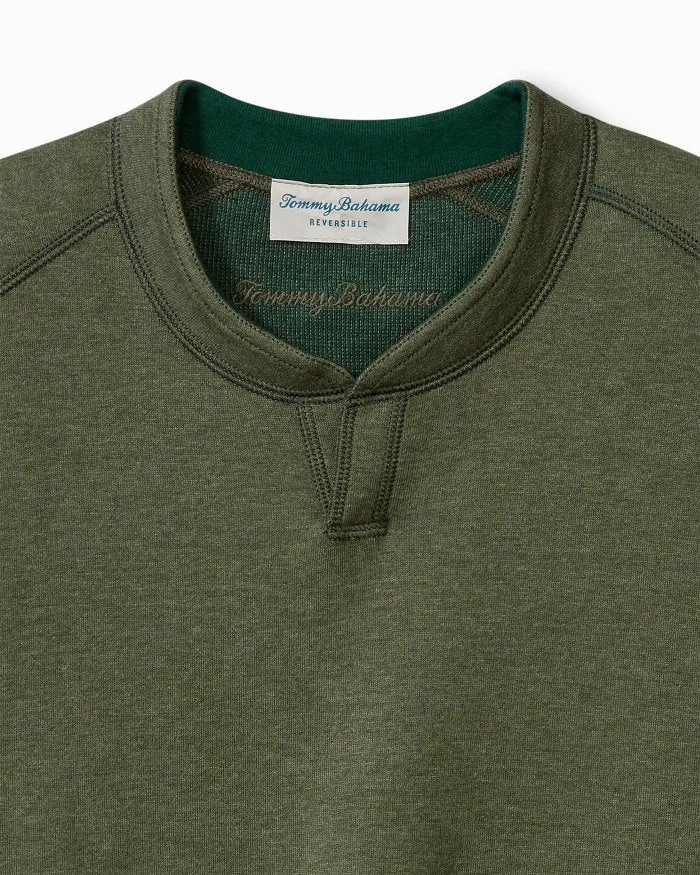 Flip Coast Reversible Abaco Sweatshirt in Army Green Heather by Tommy Bahama