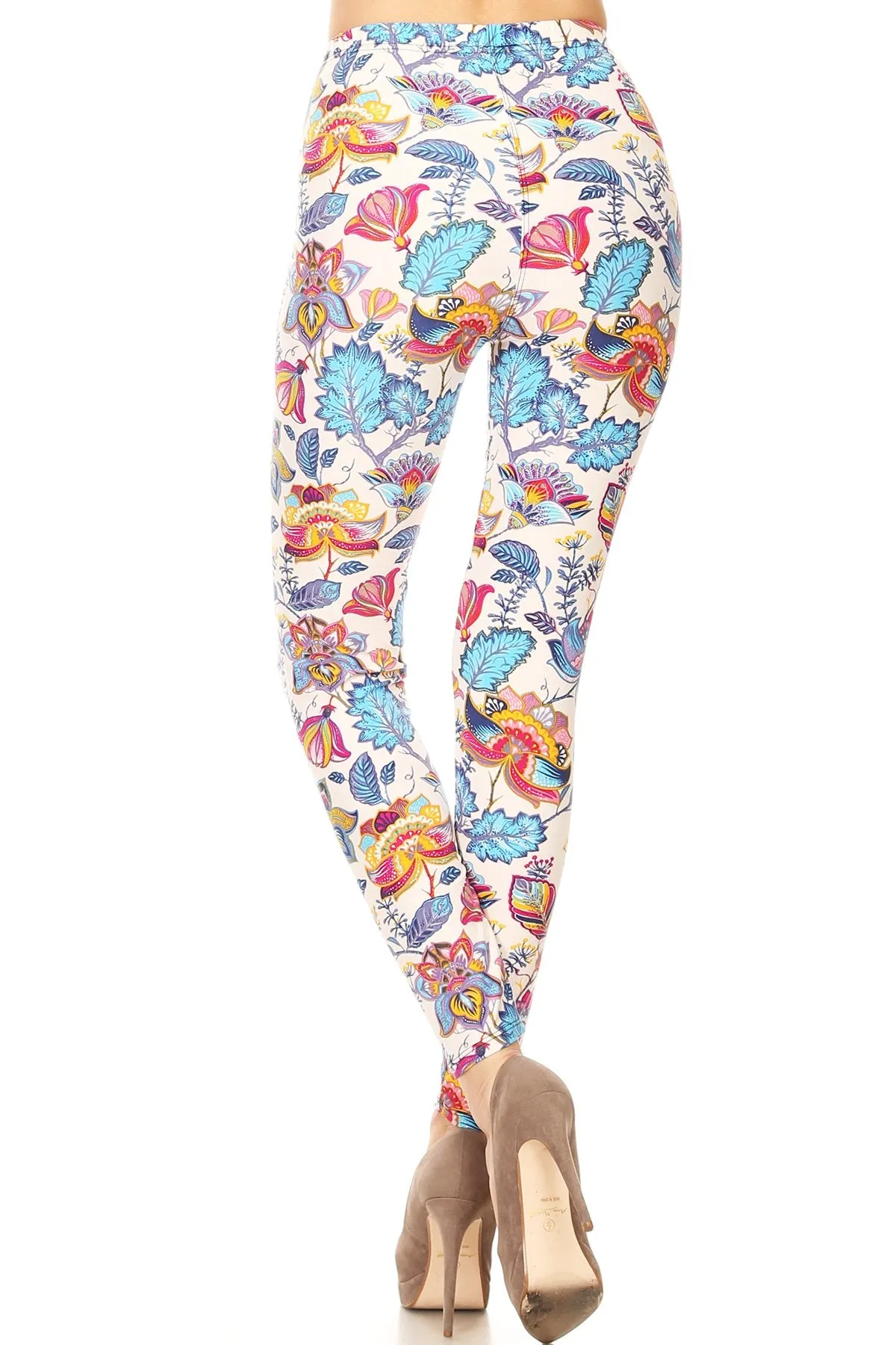 Floral Printed Lined Knit Legging With Elastic Waistband