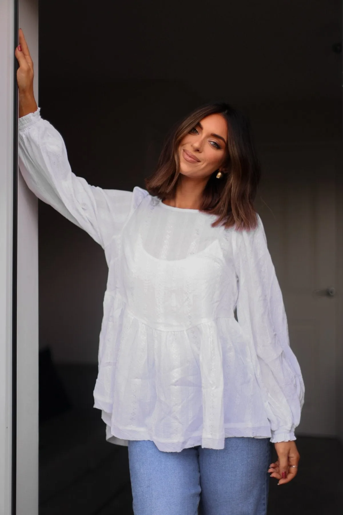 Flowy Ivory Ruffled Tunic