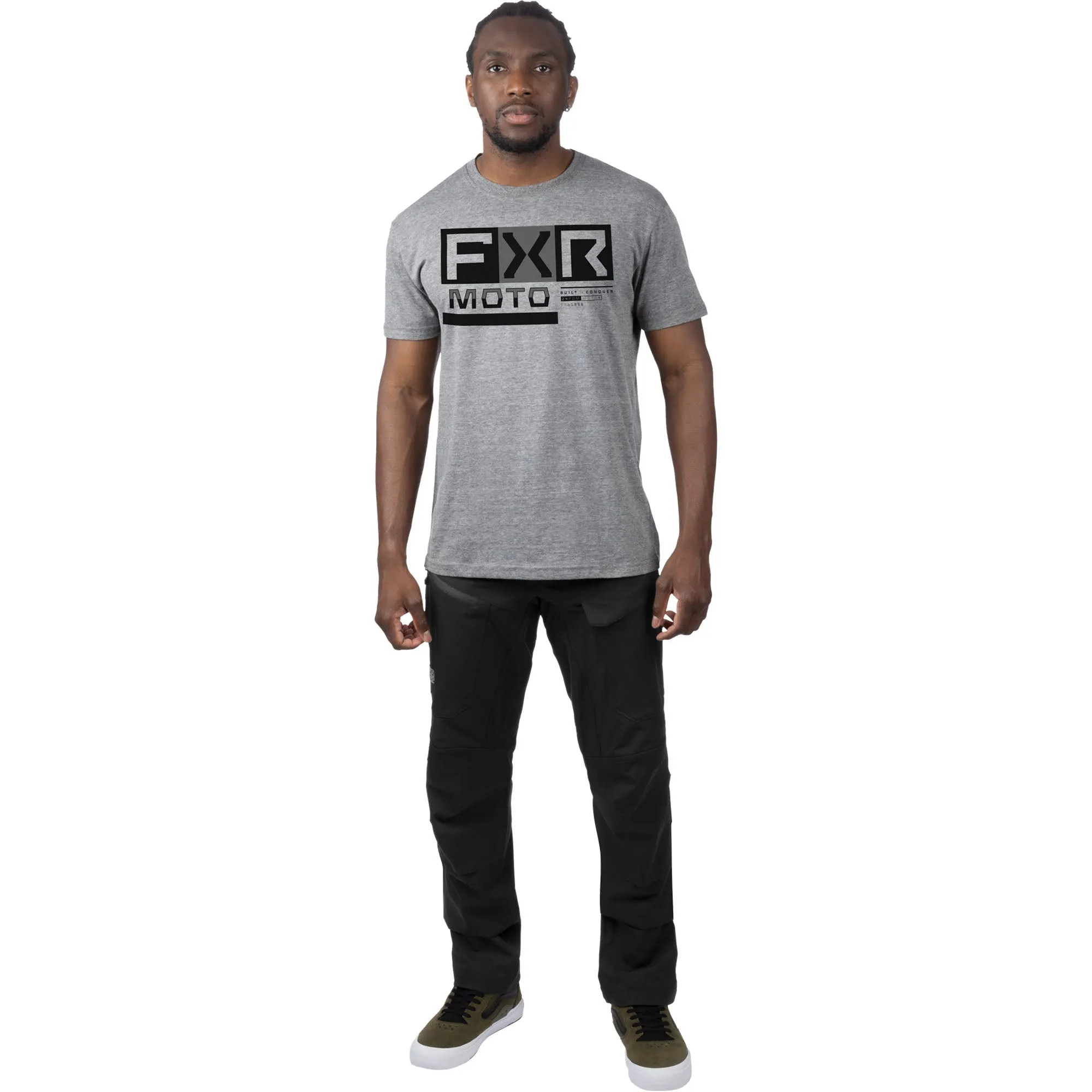 FXR  Mens Ride Premium T-Shirt Tee Short Sleeve Cotton Grey Heather Black