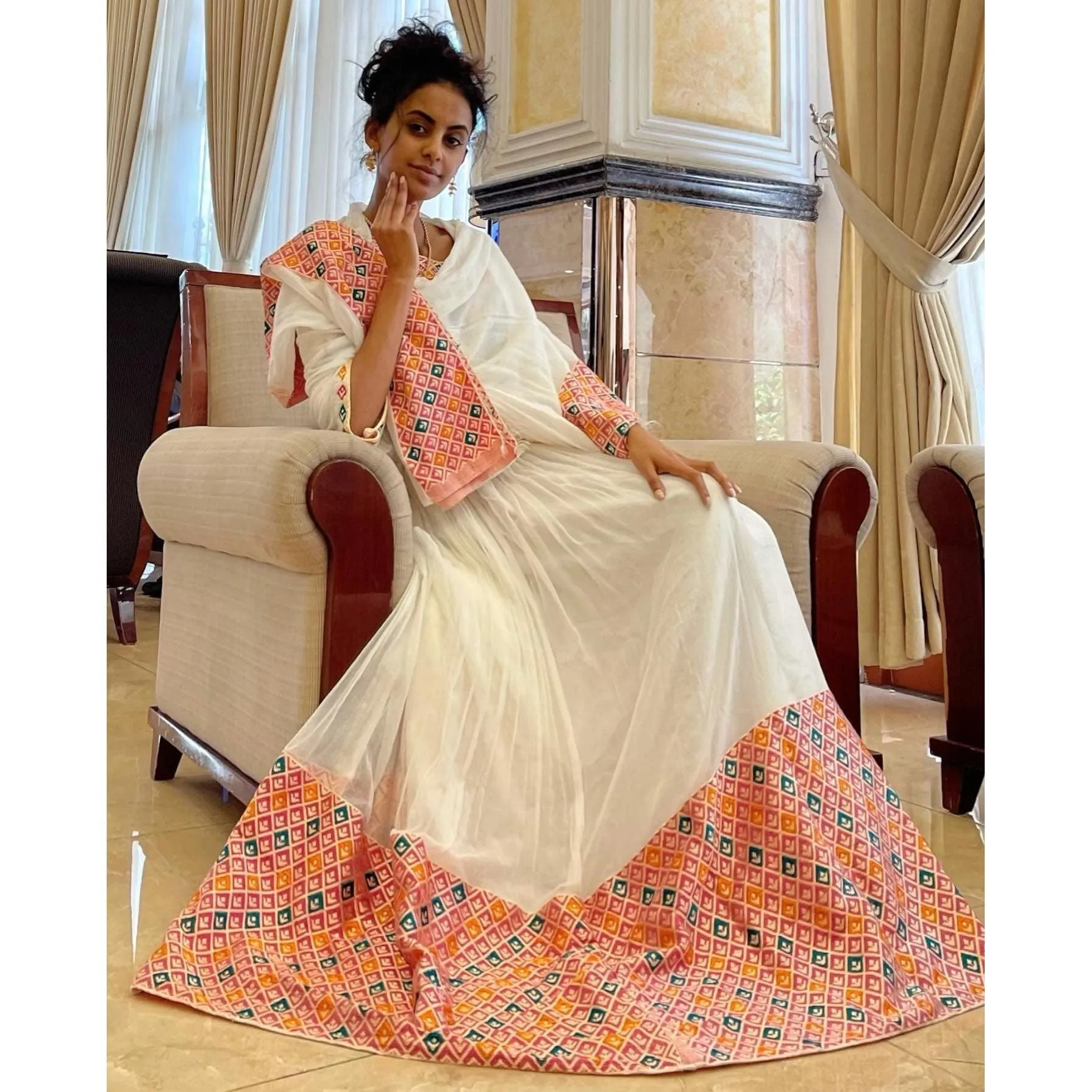 Gorgeous menen Traditional Ethiopian Dress, habesha dress, Habesha kemis, Eritrean dress, ሀበሻ