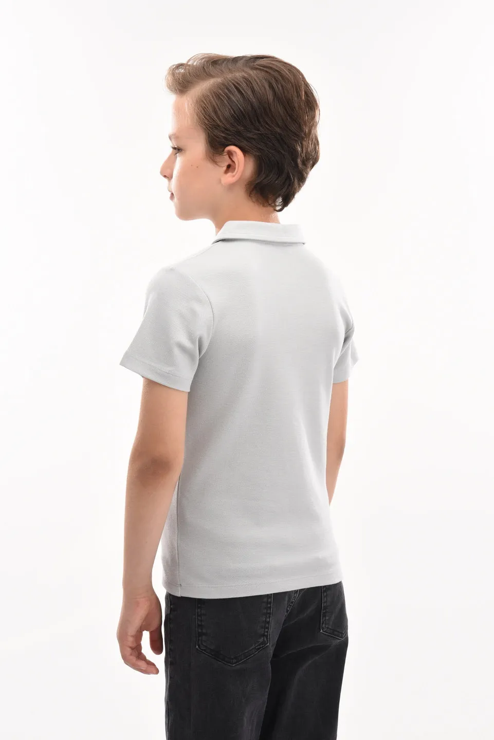 Gray Solid Logo Polo