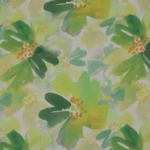 Green and Yellow Floral Abstract Polyester Georgette Fabric