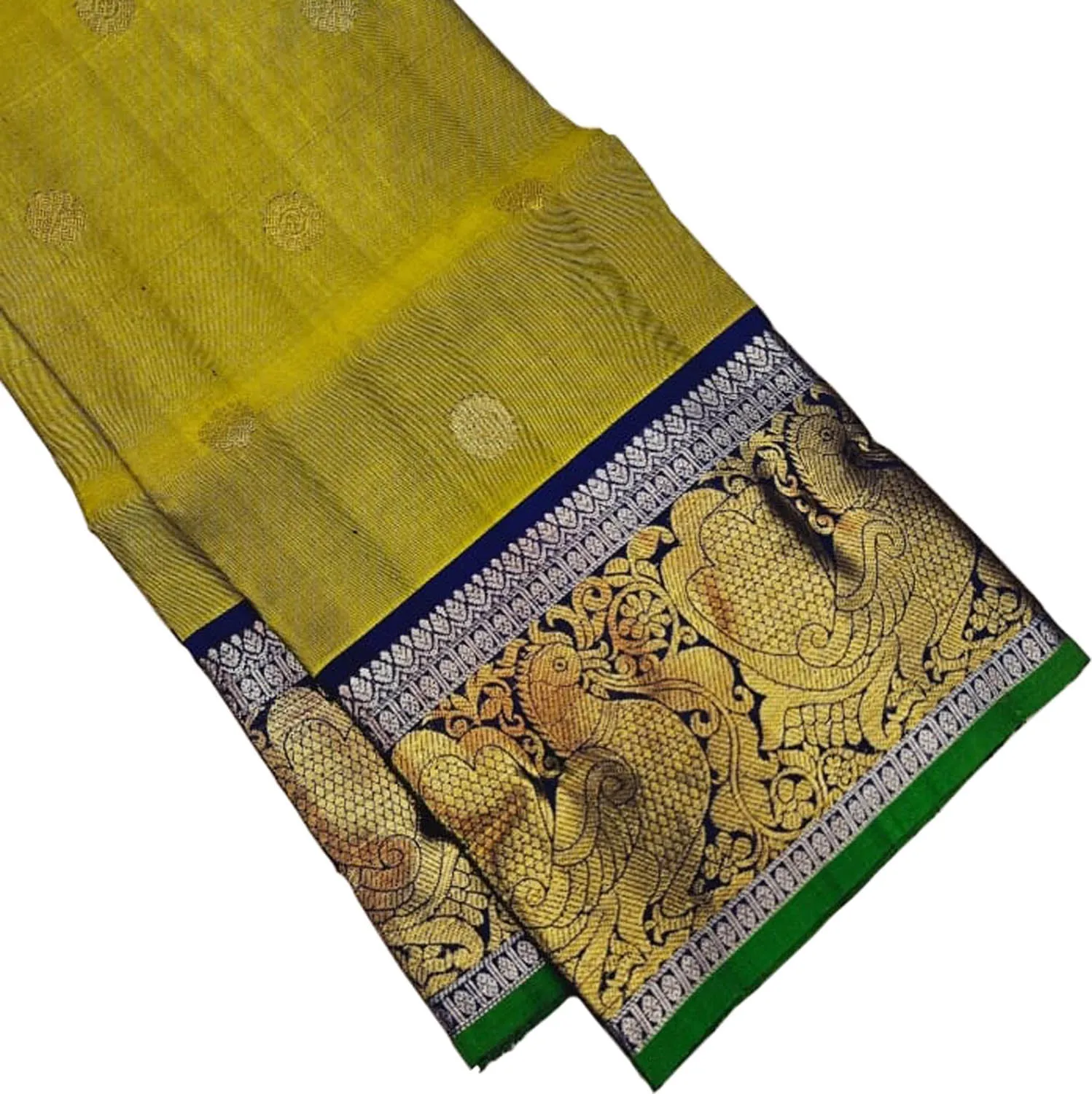 Green Kanjeevaram Silk Dupatta - Handloom Pure Elegance