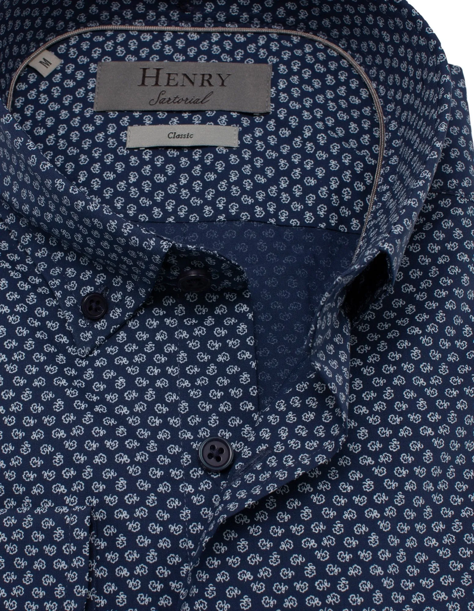 HENRY SARTORIAL Casual Plain Shirt NAVY