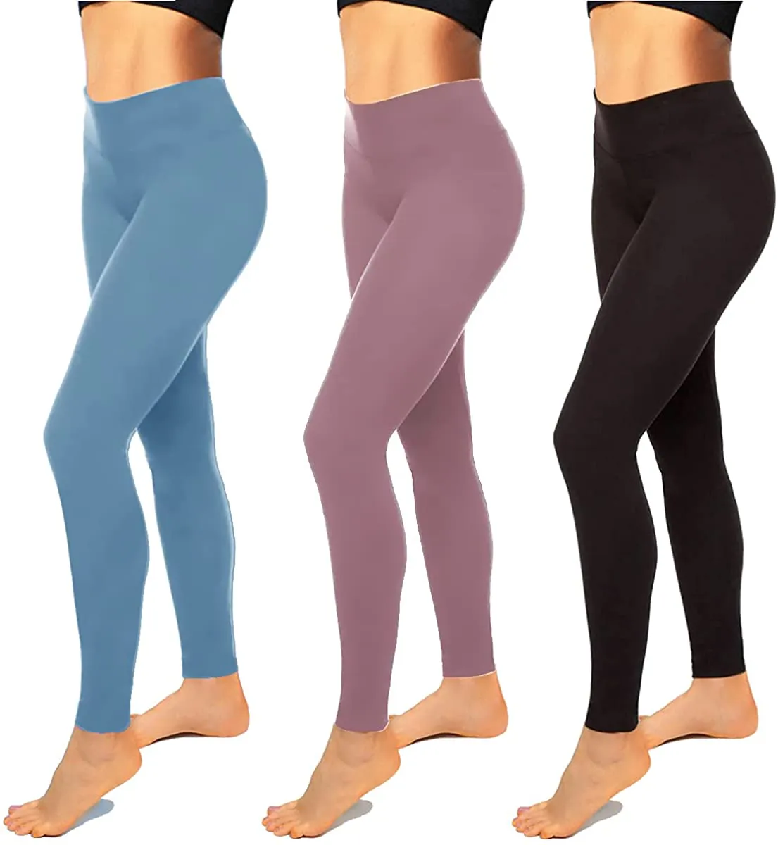 High Waisted Leggings for Women-Womens Black Seamless Workout Leggings Running Tummy Control Yoga Pants Reg&Plus Size