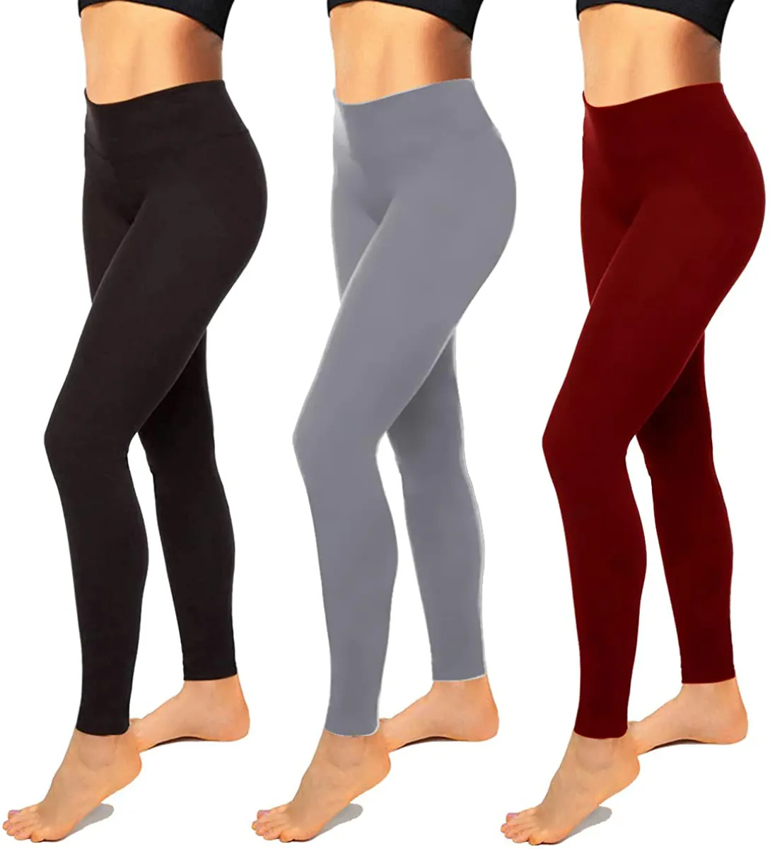 High Waisted Leggings for Women-Womens Black Seamless Workout Leggings Running Tummy Control Yoga Pants Reg&Plus Size