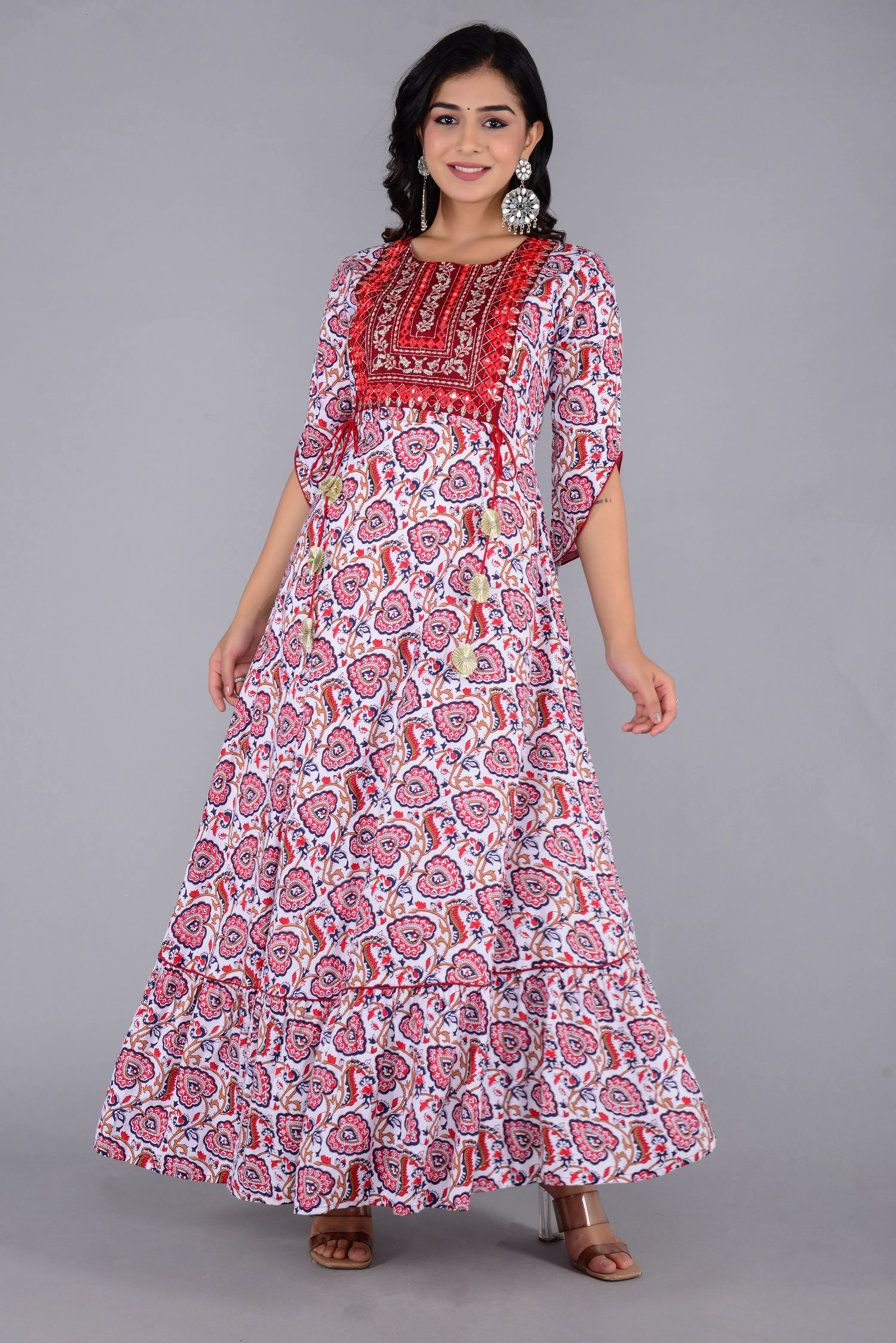 Jaipurite Designer Party and wedding wear embroidered Long Kurta