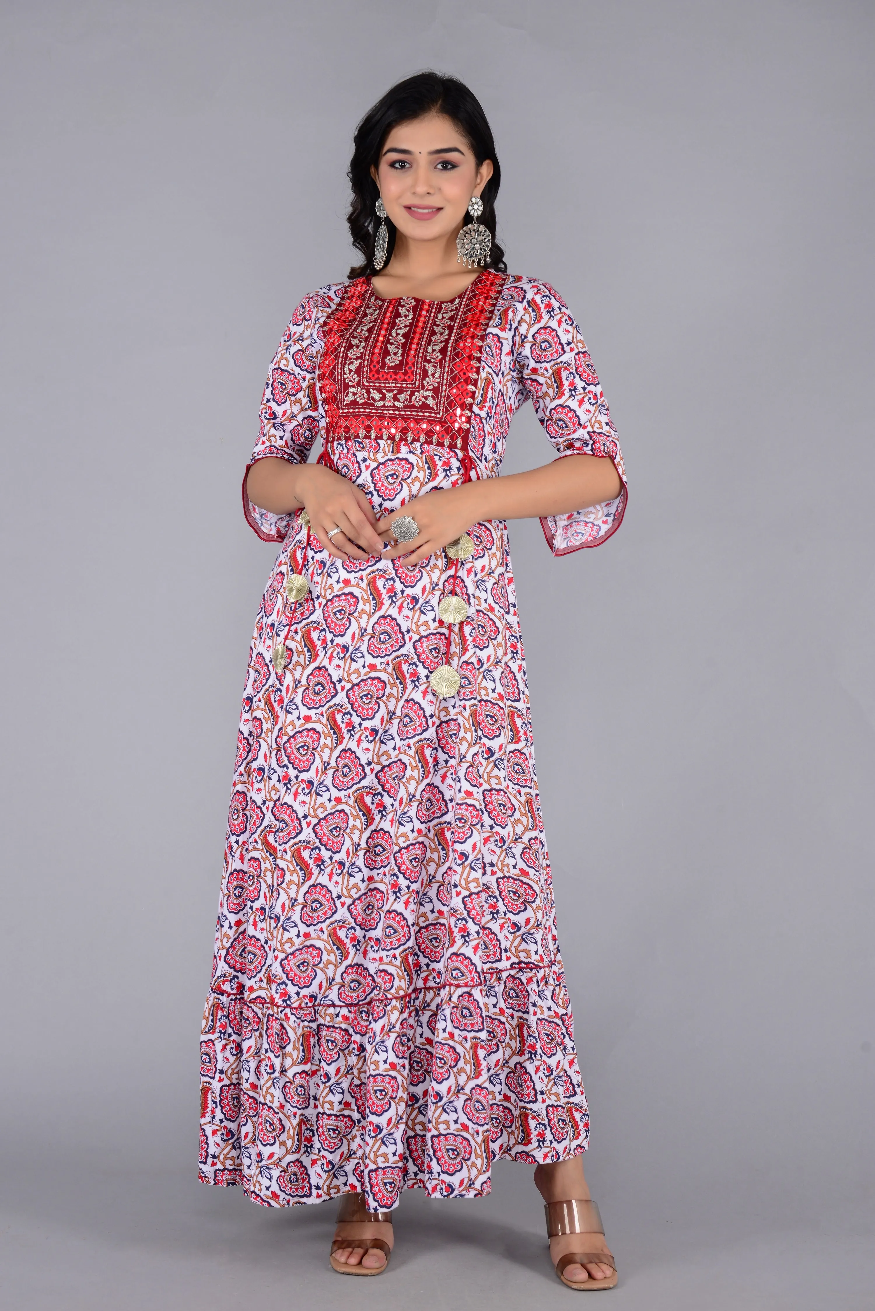 Jaipurite Designer Party and wedding wear embroidered Long Kurta