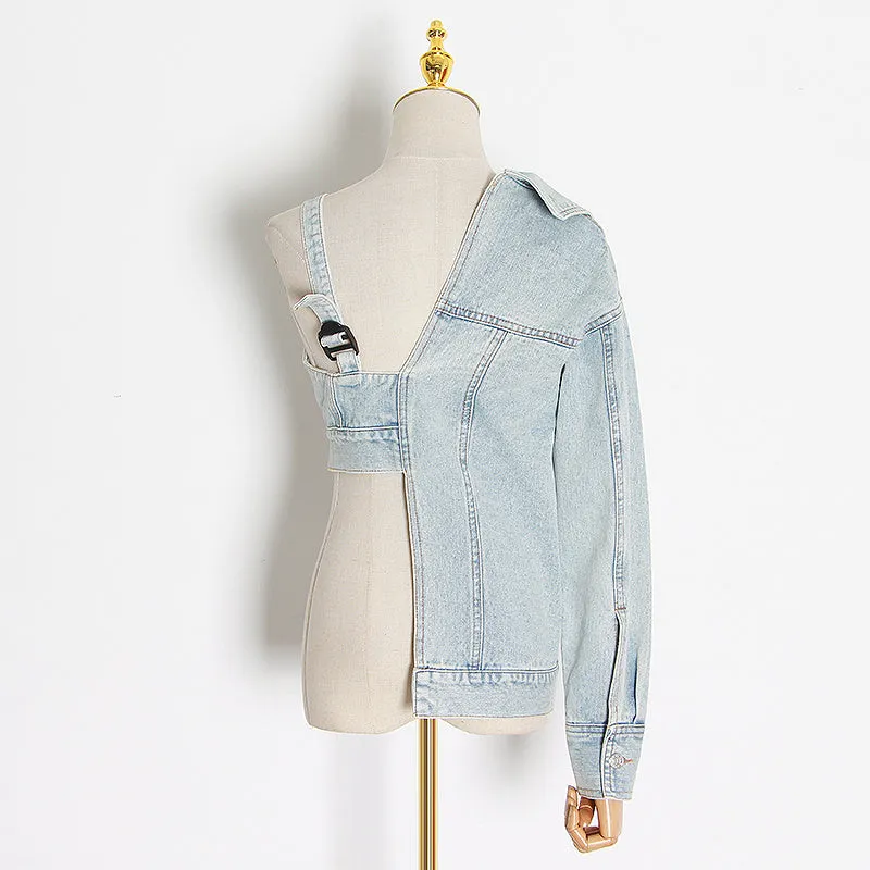 Ladies strapless denim jacket