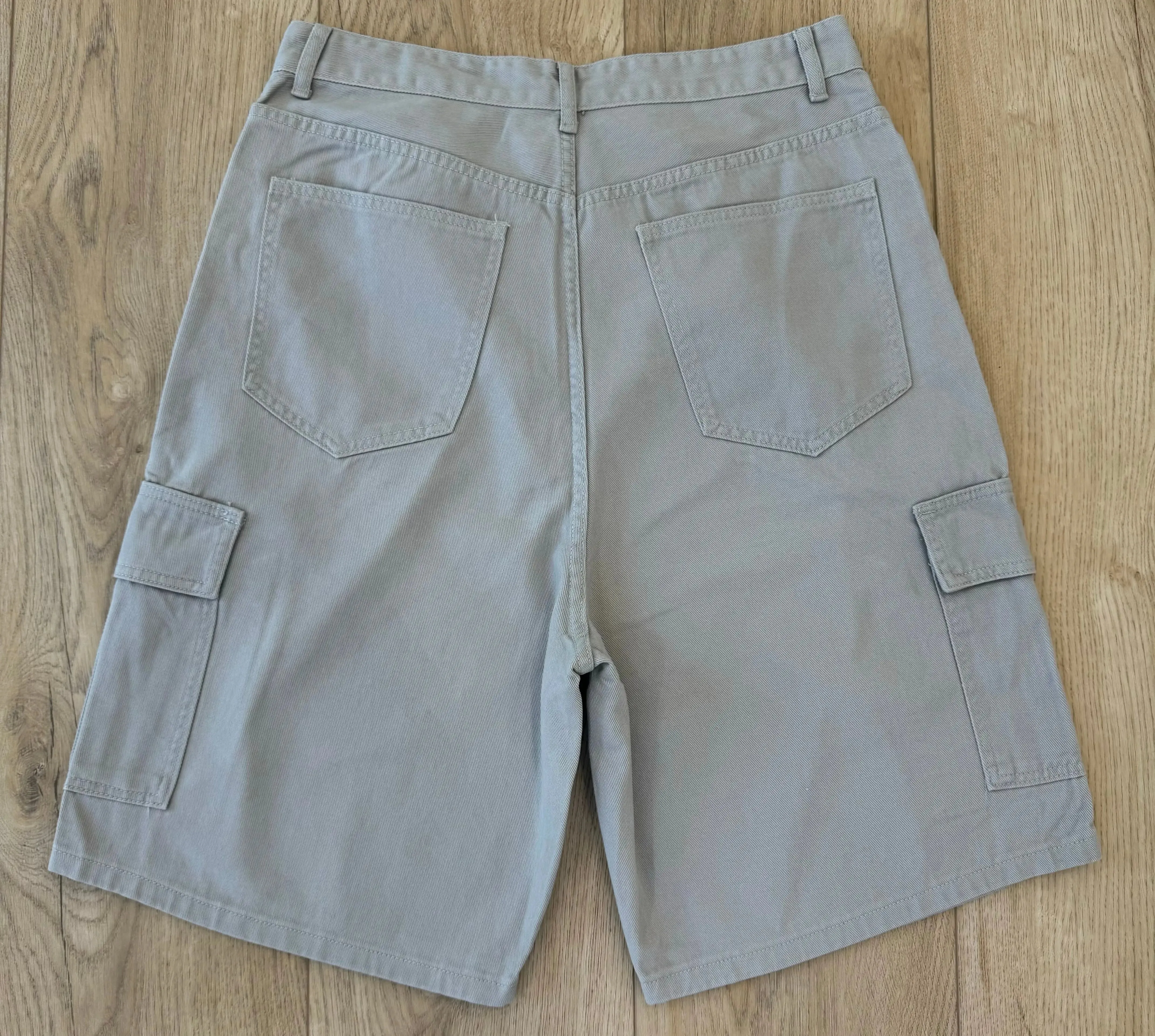 Light Gray Baggy Long Cargo Jorts