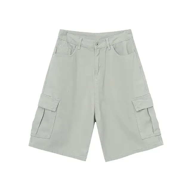 Light Gray Baggy Long Cargo Jorts