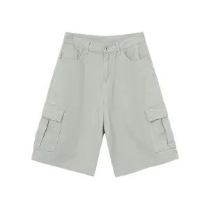 Light Gray Baggy Long Cargo Jorts