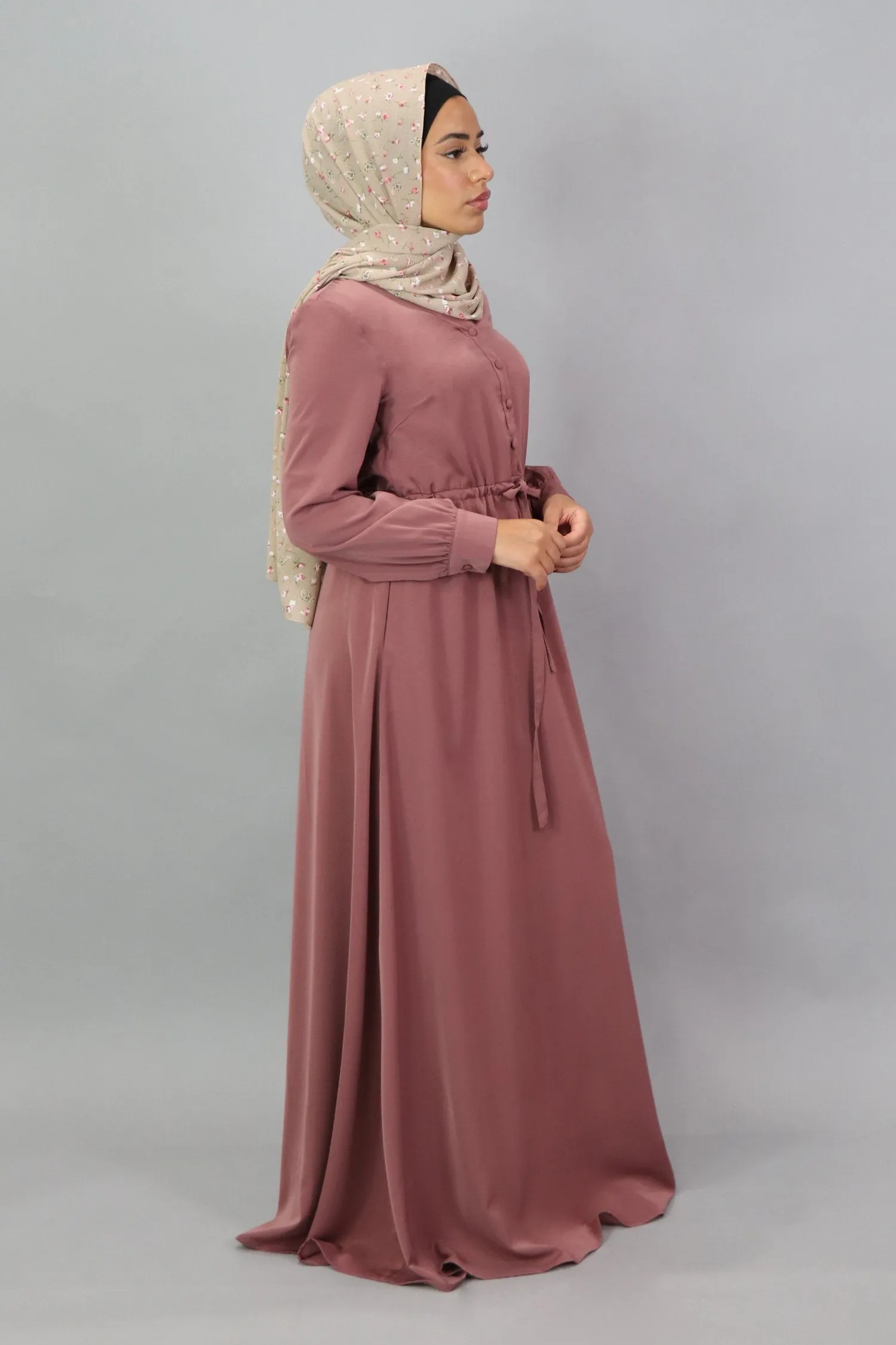 Mauve Deluxe Soft Button Dress