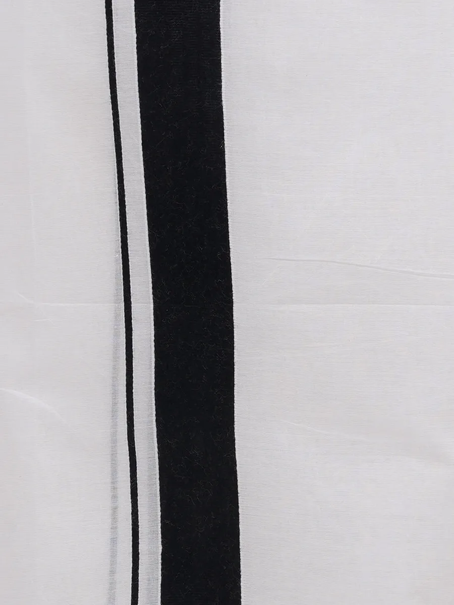 Men Double Dhoti White with Fancy Border NO 5806 Black