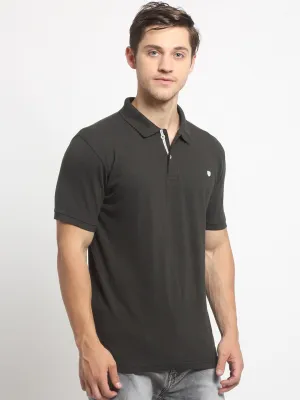 Men Olive Green Casual Polo Neck T-Shirt