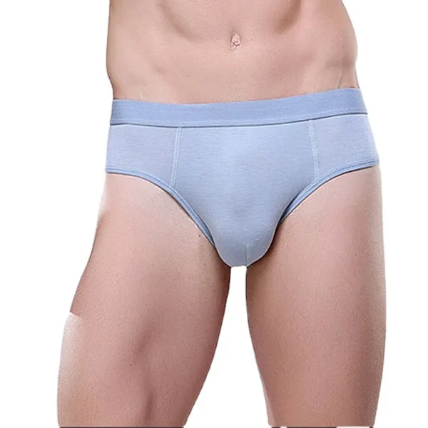 Mens Back Mesh Breathable Ice Silk Briefs Mid Rise Pure Color Casual Underwear