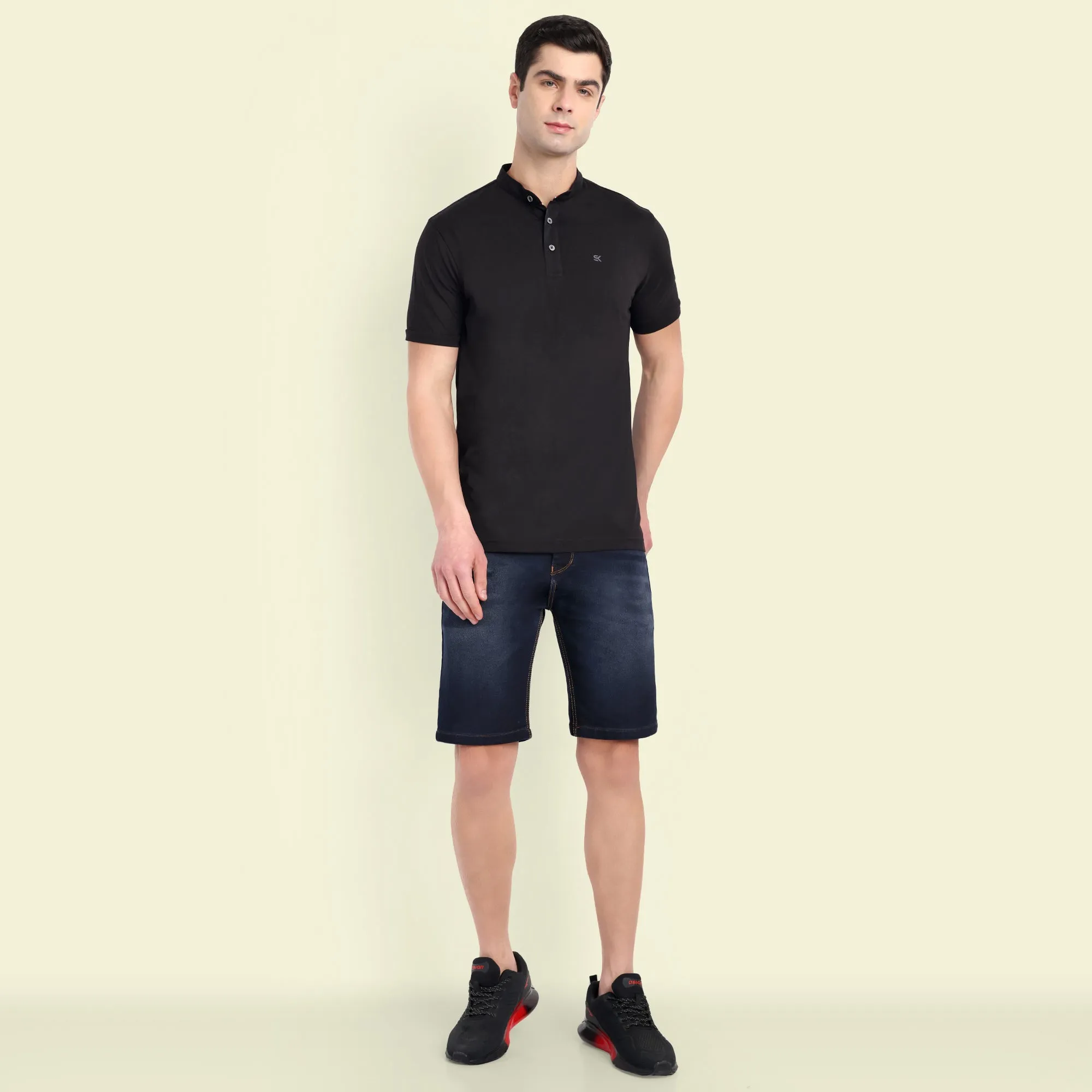 MENS SOLID BLACK PURE COTTON POLO TSHIRT