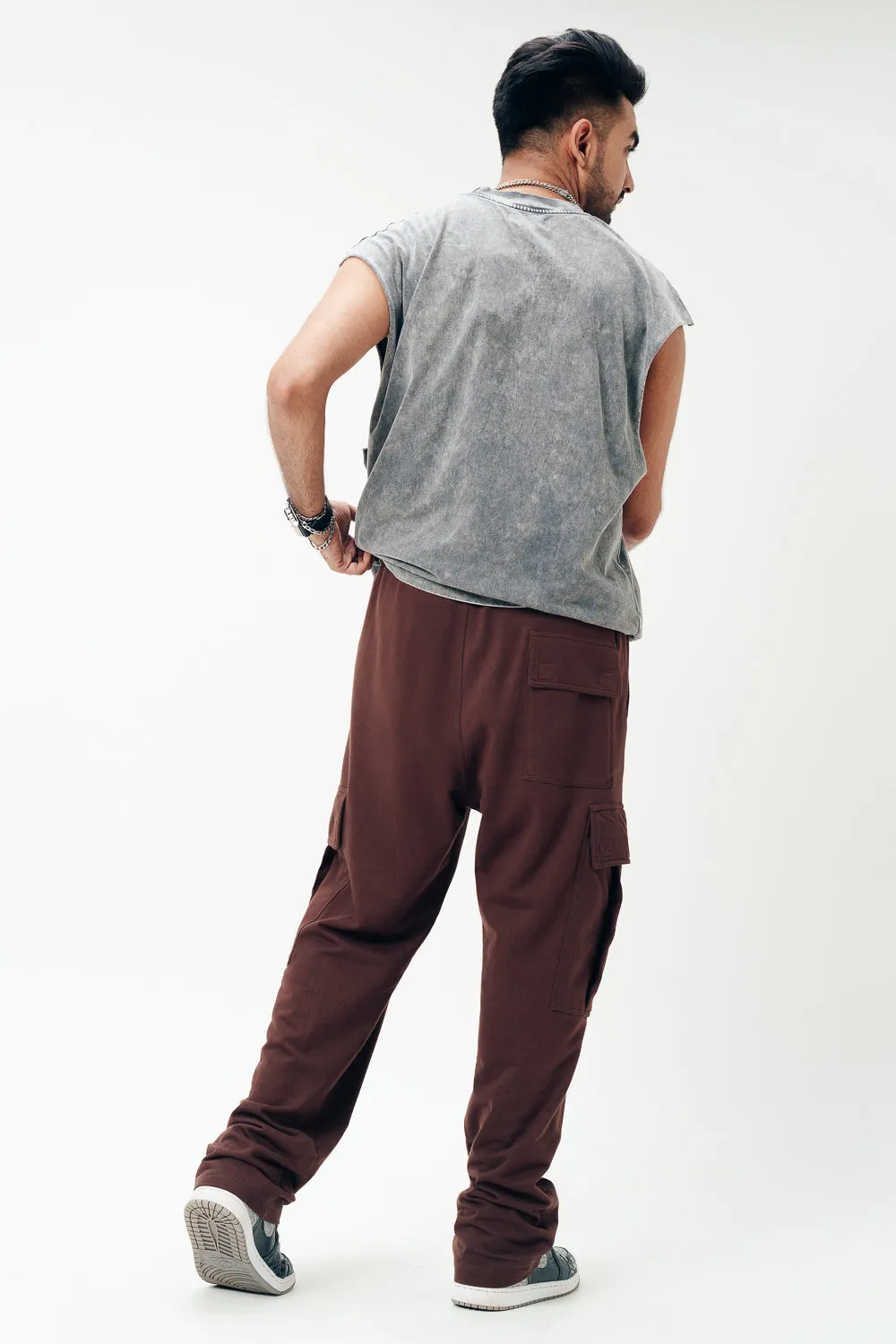 Mocha Loose Fit Men's Cargo Joggers