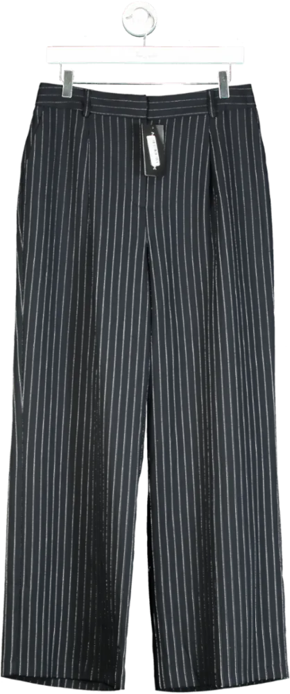 New Look Black Patrice Pinstripe Wide Leg Trousers UK 12