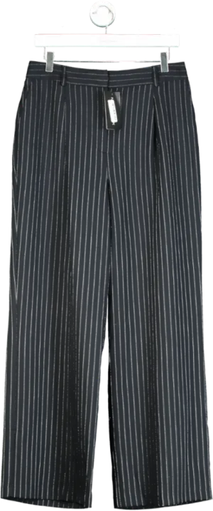 New Look Black Patrice Pinstripe Wide Leg Trousers UK 12