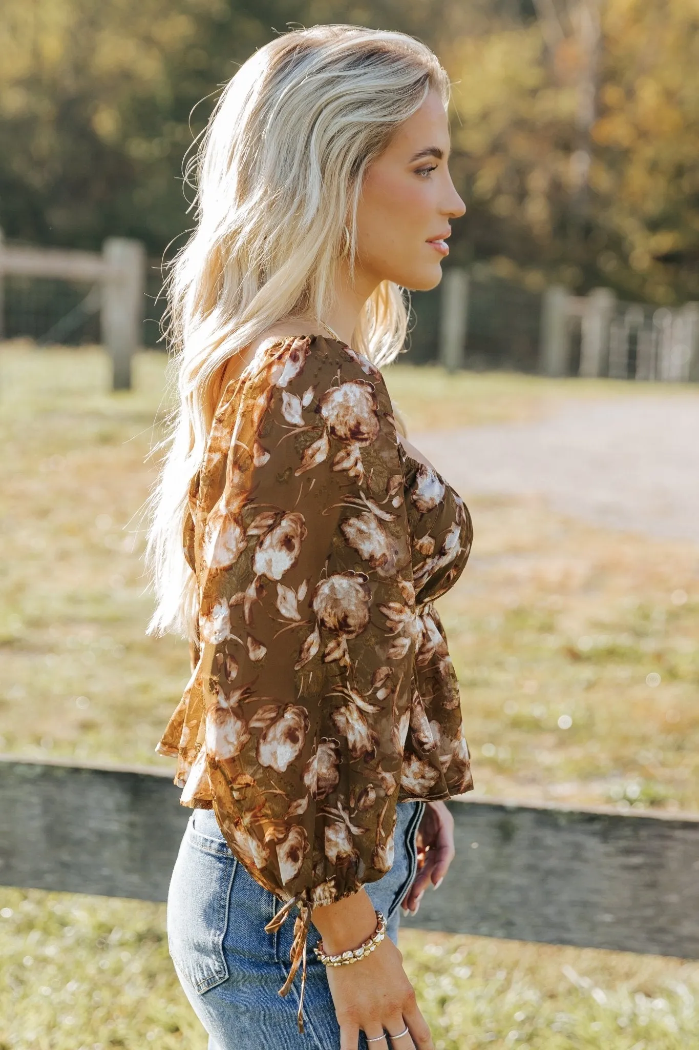 Olive Multi Floral Print Blouse - FINAL SALE