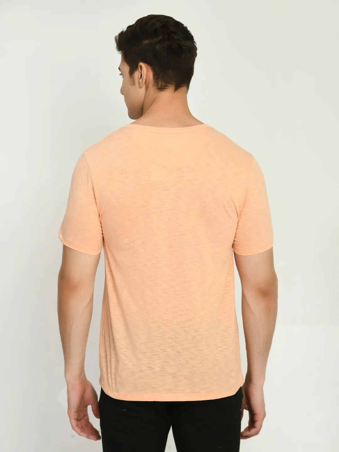 Peach Printed Regular Fit T-Shirt