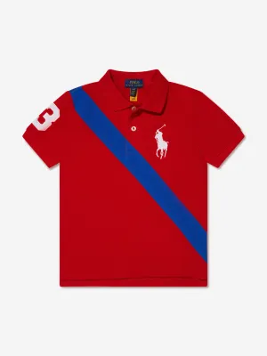 Ralph Lauren Boys Diagonal Stripe Polo Shirt in Red