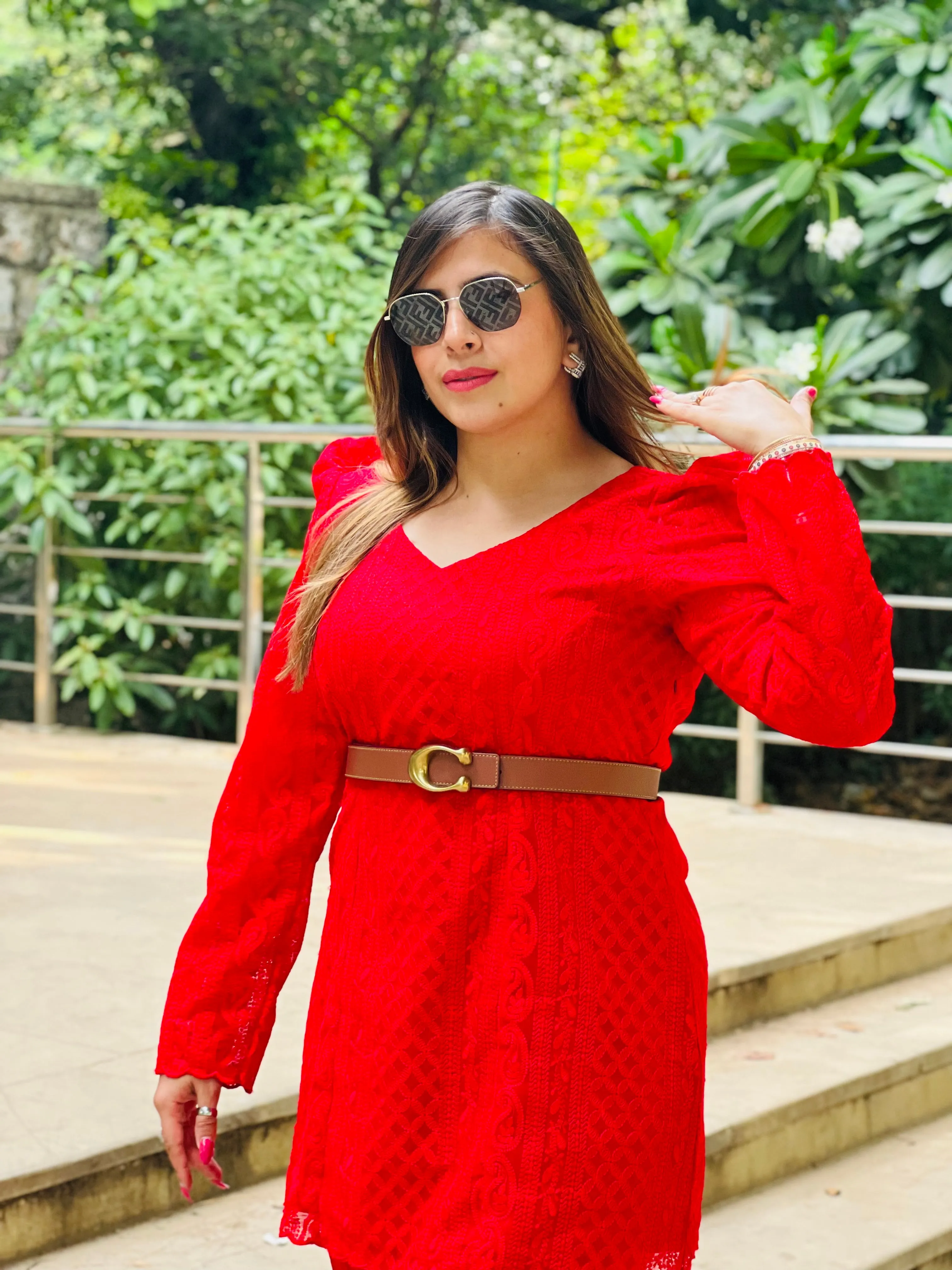 Red Chikankari Co-Ord Set