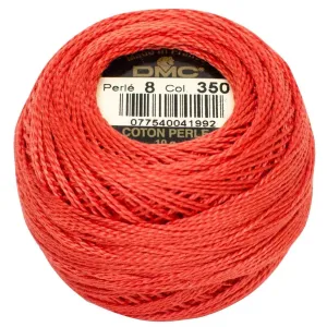 Size 8 Pearl Cotton Ball in Color 350 ~ Medium Coral