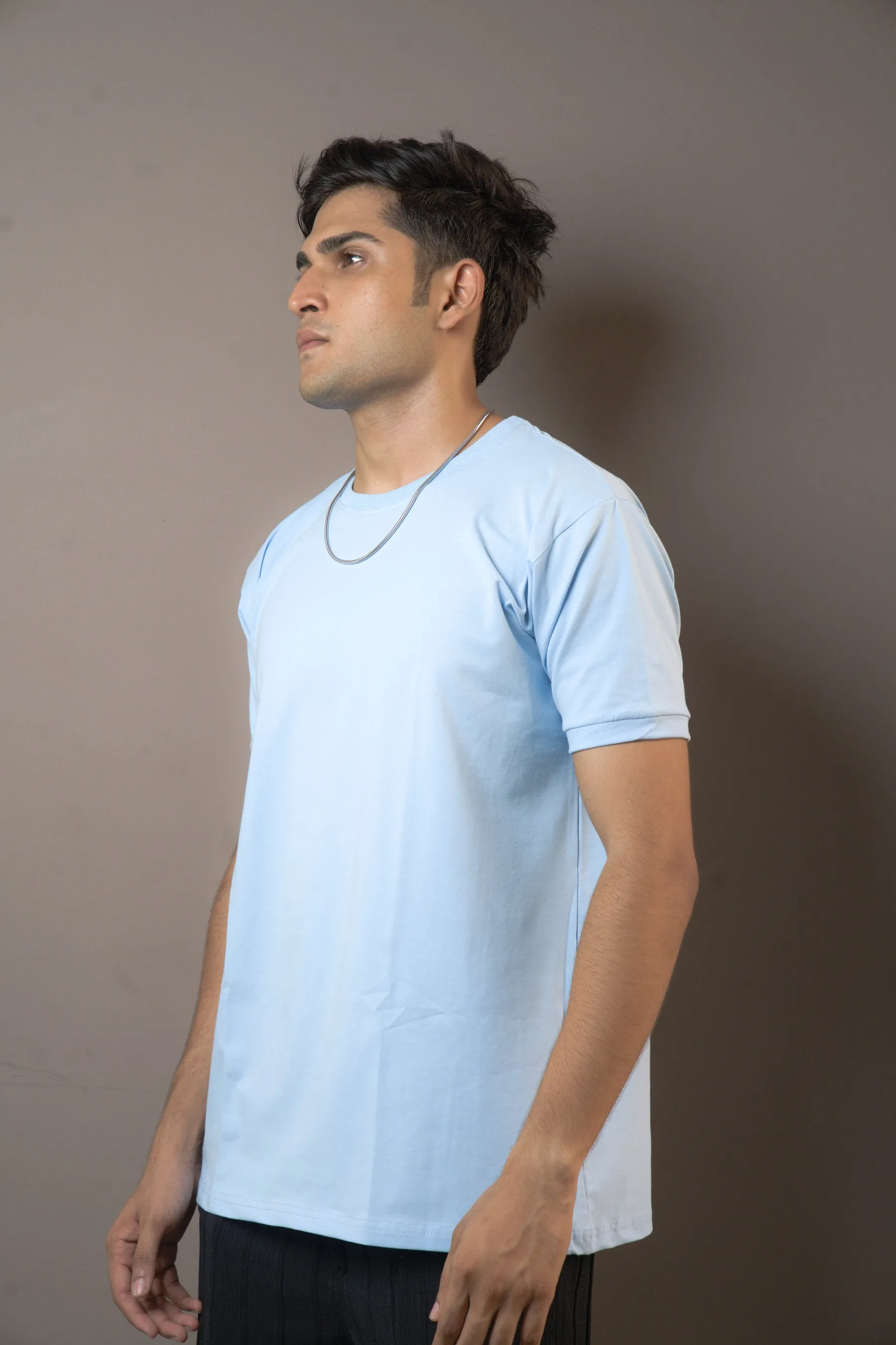 Sky Blue Pure Cotton Plain Tshirt