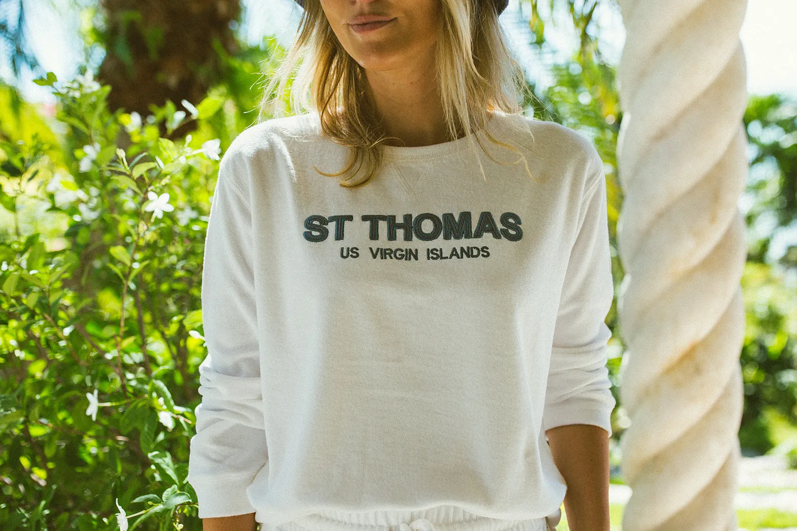 St Thomas Applique Ultimate Beach Sweatshirt - White