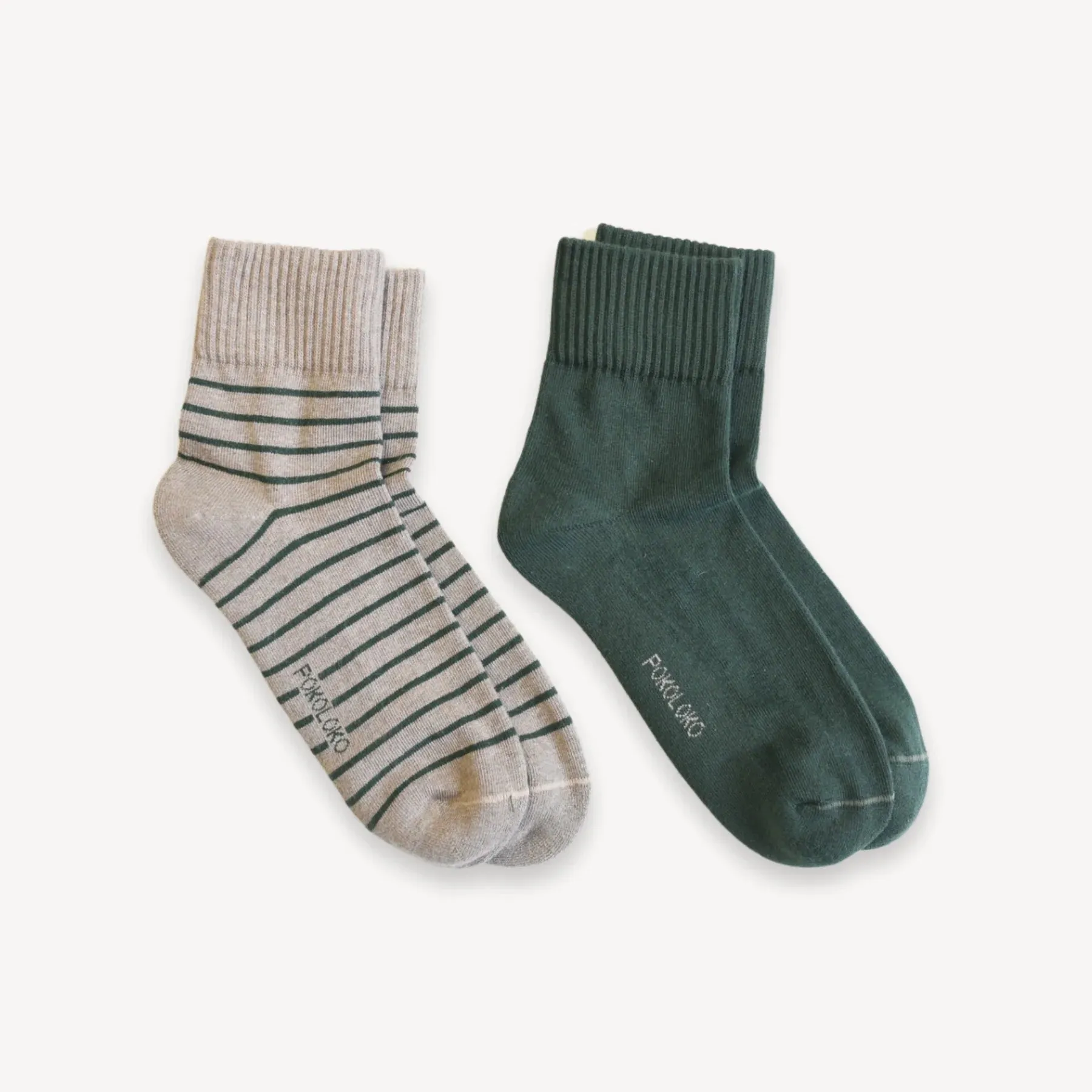 Striped-Solid Pima Socks - Pack of 2